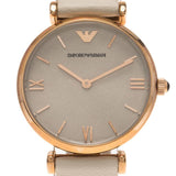 Emporio Armani Gianni T Bar Light Brown Dial White Leather Strap Watch For Women - AR1769 Authentic Buy Shop Now