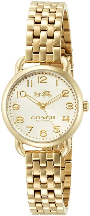 Coach Delancey White Dial Gold Steel Strap Watch for Women - 14502241 Authentic Buy Shop Now