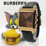 Burberry Heritage Chronograph Square Grey Dial Brown Leather Strap Watch for Men - BU1566 Authentic Buy Shop Now