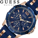 Guess Oasis Blue Dial Blue & Rose Gold Stainless Steel Strap Watch For Men - W0366G4 Authentic Buy Shop Now