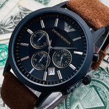 Emporio Armani Chronograph Black Dial Brown Leather Strap Watch For Men - AR11078 Authentic Buy Shop Now