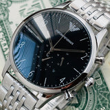 Emporio Armani Beta Chronograph Black Dial Steel Strap Watch For Men - AR1863 Authentic Buy Shop Now