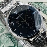 Emporio Armani Beta Chronograph Black Dial Steel Strap Watch For Men - AR1863 Authentic Buy Shop Now