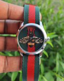 Gucci Le Marche des Merveilles Red & Green Dial Red & Green Nylon Strap Unisex Watch - YA1264060 Authentic Buy Shop Now