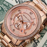 Michael Kors Dylan Rose Gold Dial Rose Gold Steel Strap Watch for Women - MK5576 Authentic Buy Shop Now