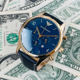 Emporio Armani Chronograph Midnight Blue Dial Blue Leather Strap Watch For Men - AR1862 Authentic Buy Shop Now