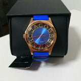 Marc Jacobs Henry Skeleton Blue Dial Blue Leather Strap Watch for Women - MBM1244 Authentic Buy Shop Now