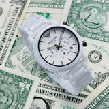 Emporio Armani Luigi Chronograph Ceramic White Dial White Ceramic Strap Watch For Men - AR1499 Authentic Buy Shop Now