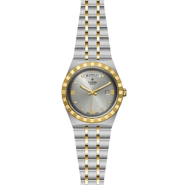 Tudor Royal Diamonds Automatic Grey Dial Two Tone Steel Strap Watch for Men - M28603-0002 Authentic Buy Shop Now