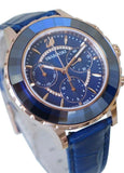 Swarovski Octea Lux Chrono Blue Dial Blue Leather Strap Watch for Women - 5563480 Authentic Buy Shop Now