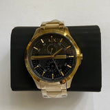 Armani Exchange Hampton Chronograph Black Dial Gold Steel Strap Watch For Men - AX2122 Authentic Buy Shop Now