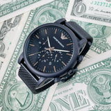Emporio Armani Sport Chronograph Black Dial Black Mesh Bracelet Watch For Men - AR1968 Authentic Buy Shop Now