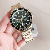Fossil Bannon Multifunction Chronograph Green Dial Gold Steel Strap Watch for Men - BQ2493 Authentic Buy Shop Now