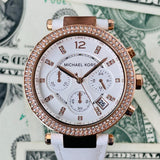 Michael Kors Parker White Diamonds Dial White Leather Strap Watch for Women - MK2281 Authentic Buy Shop Now