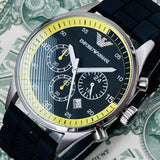Emporio Armani Chronograph Black Dial Black Rubber Strap Watch For Men - AR5865 Authentic Buy Shop Now