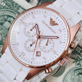 Emporio Armani Sportivo White Dial White Rubber Strap Watch For Men - AR5919 Authentic Buy Shop Now
