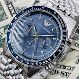 Emporio Armani Sportivo Chronograph Blue Stainless Steel Watch For Men - AR6072 Authentic Buy Shop Now