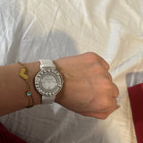 Swarovski Lovely Crystals Mother of Pearl Dial White Leather Strap Watch for Women - 5242904 Authentic Buy Shop Now