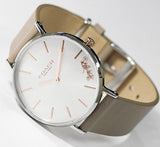 Coach Perry Silver Dial Light Brown Leather Strap Watch for Women - 14503119 Authentic Buy Shop Now