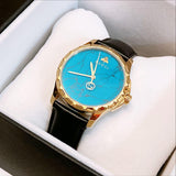 Gucci G Timeless Turquoise Blue Dial Black Leather Strap Watch For Men - YA126462 Authentic Buy Shop Now
