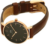 Daniel Wellington Classic Petite St Mawes Black Dial Brown Leather Strap Watch For Women - DW00100225 Authentic Buy Shop Now