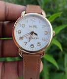 Coach Delancey White Dial Brown Leather Strap Watch for Women - 14502715 Authentic Buy Shop Now