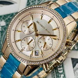 Michael Kors Ritz Gold Dial Two Tone Steel Strap Watch for Women - MK6328 Authentic Buy Shop Now