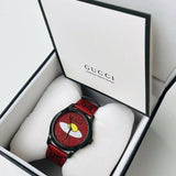 Gucci G Timeless Ghost Red Dial Red Leather Strap Watch For Men - YA1264023 Authentic Buy Shop Now