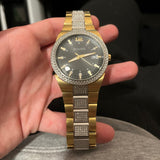 Bulova Crystal Black Dial Two Tone Steel Strap Watch for Men - 98B235 Authentic Buy Shop Now