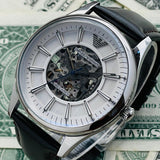 Emporio Armani Meccanico White Dial Brown Leather Strap Watch For Men - AR1946 Authentic Buy Shop Now
