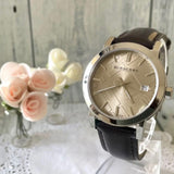 Burberry The City Gold Dial Brown Leather Strap Watch for Men - BU9011 Authentic Buy Shop Now
