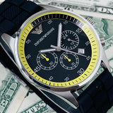 Emporio Armani Chronograph Black Dial Black Rubber Strap Watch For Men - AR5865 Authentic Buy Shop Now