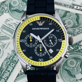 Emporio Armani Chronograph Black Dial Black Rubber Strap Watch For Men - AR5865 Authentic Buy Shop Now