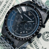 Emporio Armani Tazio Chronograph Black Dial Black Steel Strap Watch For Men - AR5989 Authentic Buy Shop Now