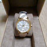 Burberry The City White Dial Haymarket Beige Leather Strap Watch for Women - BU9752 Authentic Buy Shop Now