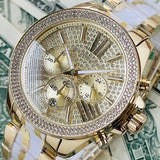Michael Kors Wren Diamonds Gold Dial Two Tone Steel Strap Watch for Women - MK6157 Authentic Buy Shop Now