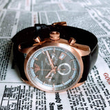 Emporio Armani Chronograph Gray Dial Brown Leather Strap Watch For Men - AR6043 Authentic Buy Shop Now