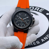 Michael Kors Dylan Chronograph Grey Dial Orange Rubber Strap Watch for Men - MK8296 Authentic Buy Shop Now