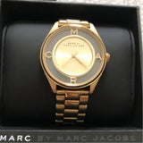 Marc Jacobs Marc Tether Transparent Gold Dial Gold Steel Strap Watch for Women - MBM3413 Authentic Buy Shop Now
