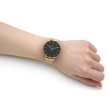 Daniel Wellington Petite Evergold Black Dial Gold Mesh Strap Watch For Women - DW00100345 Authentic Buy Shop Now