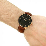 Daniel Wellington Classic St Mawes Black Dial Brown Leather Strap Watch For Men - DW00100124 Authentic Buy Shop Now