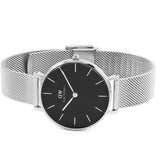 Daniel Wellington Classic Petite Sterling Black Dial Silver Mesh Bracelet Watch For Women - DW00100162 Authentic Buy Shop Now