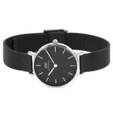 Daniel Wellington Petite Ashfield Black Dial Black Mesh Strap Watch For Women - DW00100246 Authentic Buy Shop Now