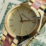 Michael Kors Slim Runway Gold Dial Two Tone Steel Strap Watch for Women - MK4300 Authentic Buy Shop Now