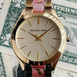 Michael Kors Slim Runway Gold Dial Two Tone Steel Strap Watch for Women - MK4300 Authentic Buy Shop Now