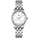 Mido Baroncelli III Automatic Diamonds White Dial Silver Steel Strap Watch For Women - M7600.4.66.1 Authentic Buy Shop Now