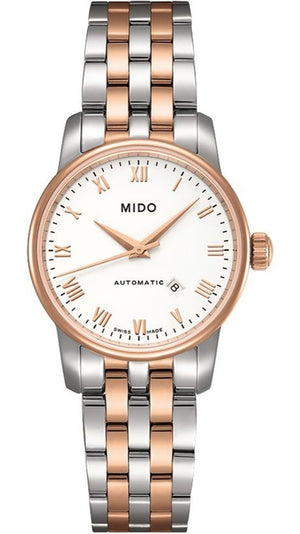 Mido Baroncelli III Automatic White Dial Two Tone Steel Strap Watch For Women - M7600.9.N6.1 Authentic Buy Shop Now