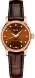 Mido Baroncelli III Automatic Diamonds Brown Dial Brown Leather Strap Watch For Women - M7600.3.64.8 Authentic Buy Shop Now