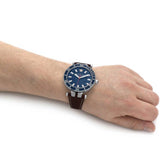 Versace Greca Sport Analog Blue Dial Brown Leather Strap Watch For Men - VEZ300121 Authentic Buy Shop Now
