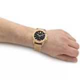 Versace Greca Action Chronograph Black Dial Gold Steel Strap Watch For Men - VE3J00622 Authentic Buy Shop Now